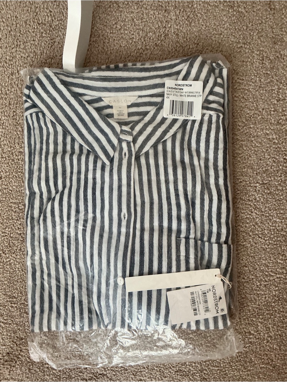 CASLON COTTON GAUZE STRIPED BUTTON UP SHIRT- PLUS SIZE 4X- NWT - Picture 7 of 11